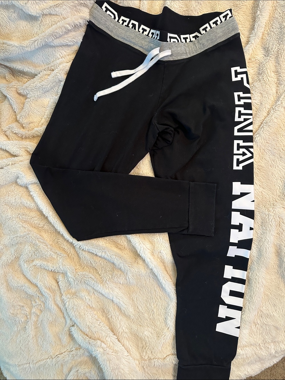 PINK Victoria's Secret Black Leggings with White Logo for Kids